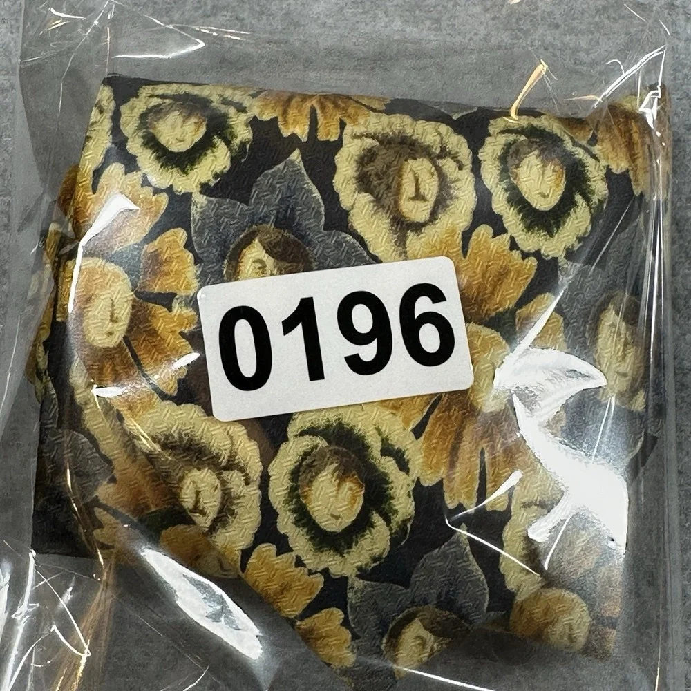 Playboy Archives Neck Tie Yellow Flowers Faces 100% Silk Blue Teal 55x4in
